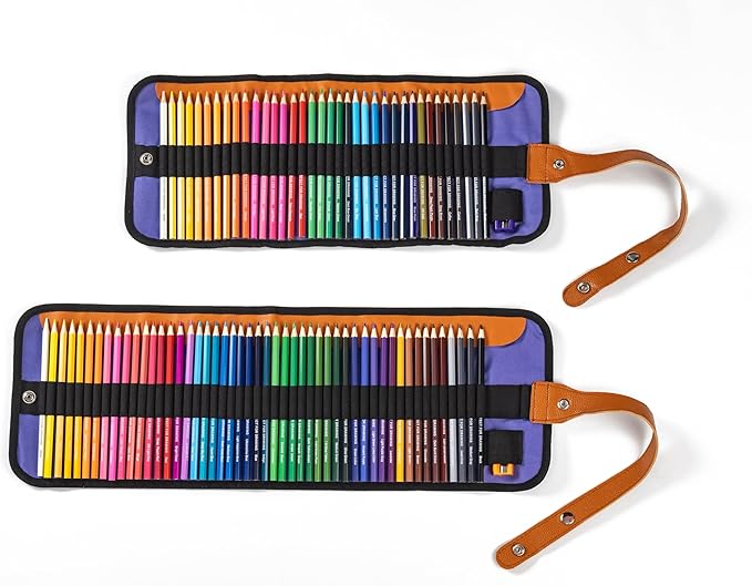Professional 36,50 and 72 Count colored pencil set. sketch kit and drawing kits for kids ages 14-16. colored pencils with case and drawing pencils for kids ages 8-12. (Roll-up case, 72 Count)