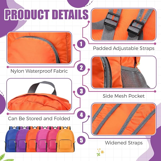 Jexine 10 Pcs Backpacks Bulk 16.5 Inches Lightweight Travel, Fuchsia Gem | Basic Book Bags for School Outdoor, Foldable Storage, Ideal Students Adults Commuters, Bulk Backpack Set for Teams