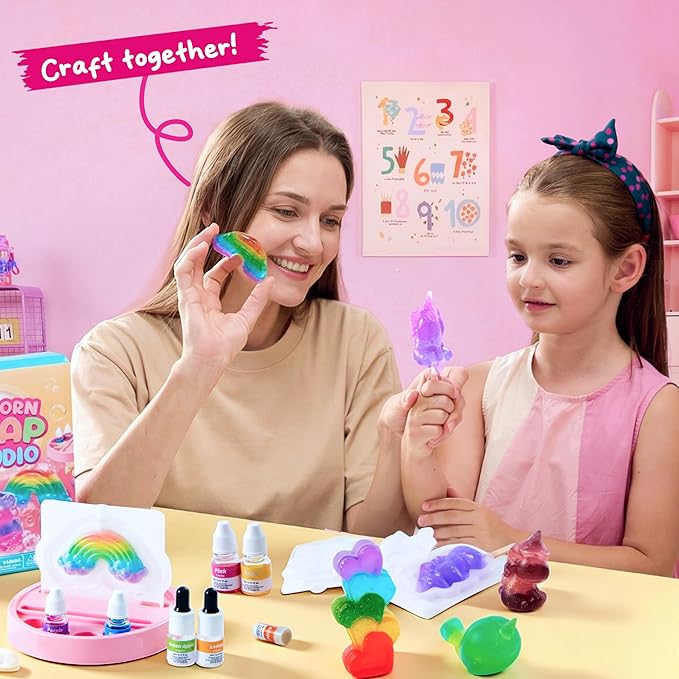 Klever Kits Unicorn Soap Making Kit- 4 Molds Girl Crafts DIY Project, Unicorn Girl Gifts, Kids Birthday Gift for Aged 6+, Science STEM Activity Teenage Gifts for Toddler Ages 6 7 8 9 10 11 12