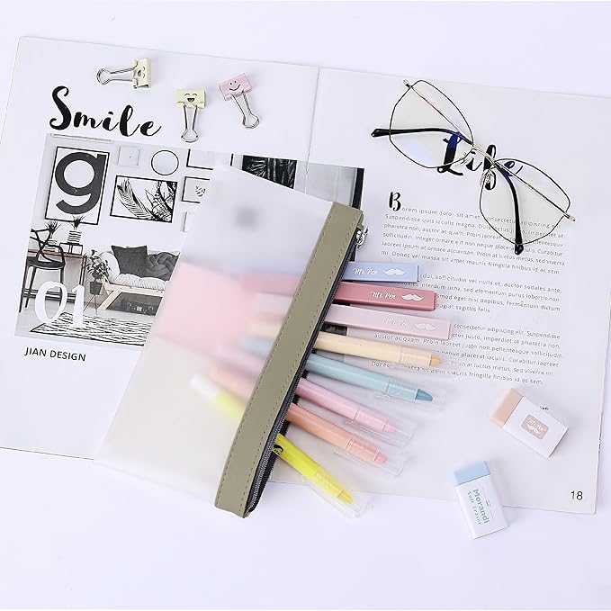 Mr. Pen- Clear Pencil Pouch, 8.50"x4.25", 6 Pack, Durable TPU Material, Medium Water-Resistant Pencil Bags with Smooth Zipper, Multipurpose Clear Pouch for Stationery, School, Office, Travel Supplies