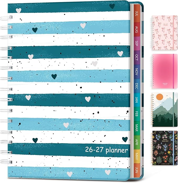 Planner 2026-2027 Monthly and Weekly Academic Planner July 2026 - June 2027, Hardcover Calendar 2026-2027 Agenda Daily Planner for Student Teacher School Office Supplies, 6" x 8.3", Blue Stripe