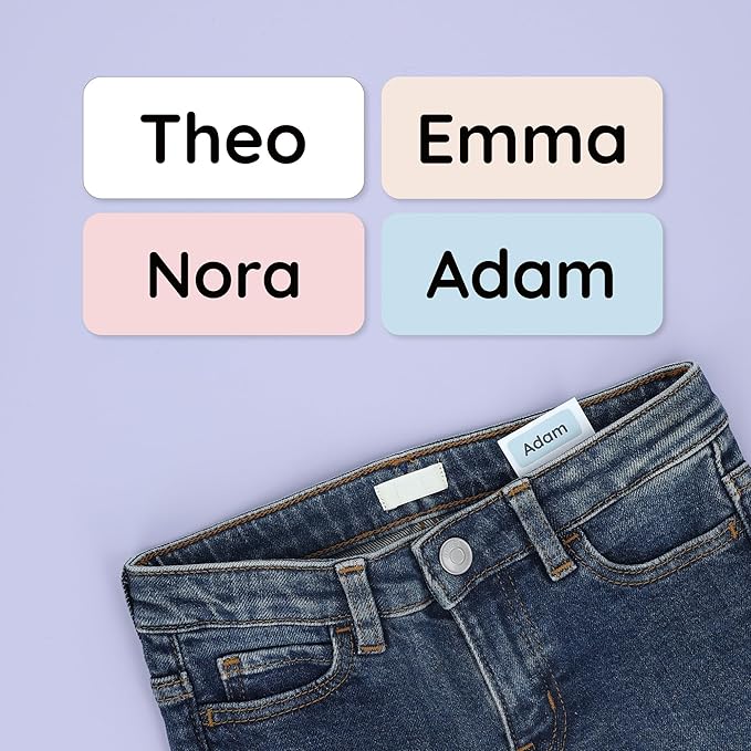 Personalized Name Labels for Kids (180) – Custom Waterproof & Durable Stickers for Clothing, Daycare, Office & School Supplies - Solid Color