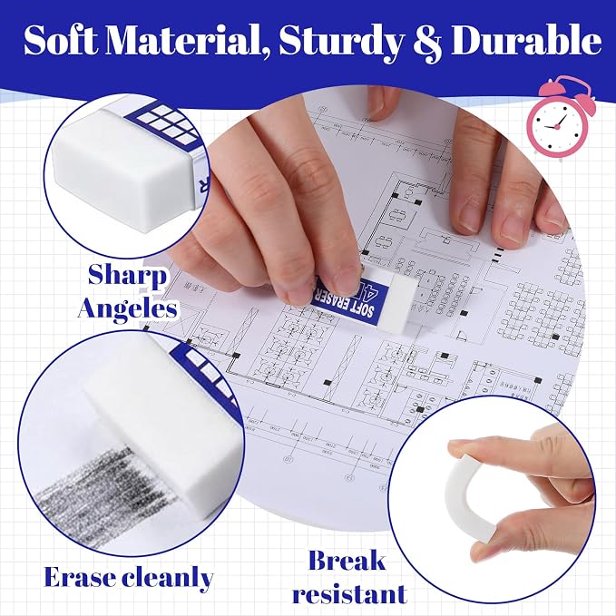 150 PCS White Erasers Bulk, White Rubber Erasers Bulk for School, Office, and Art, Latex-Free Smudge-Free Pencil Eraser for Kids, Students, and Teachers, Classroom Supplies Set