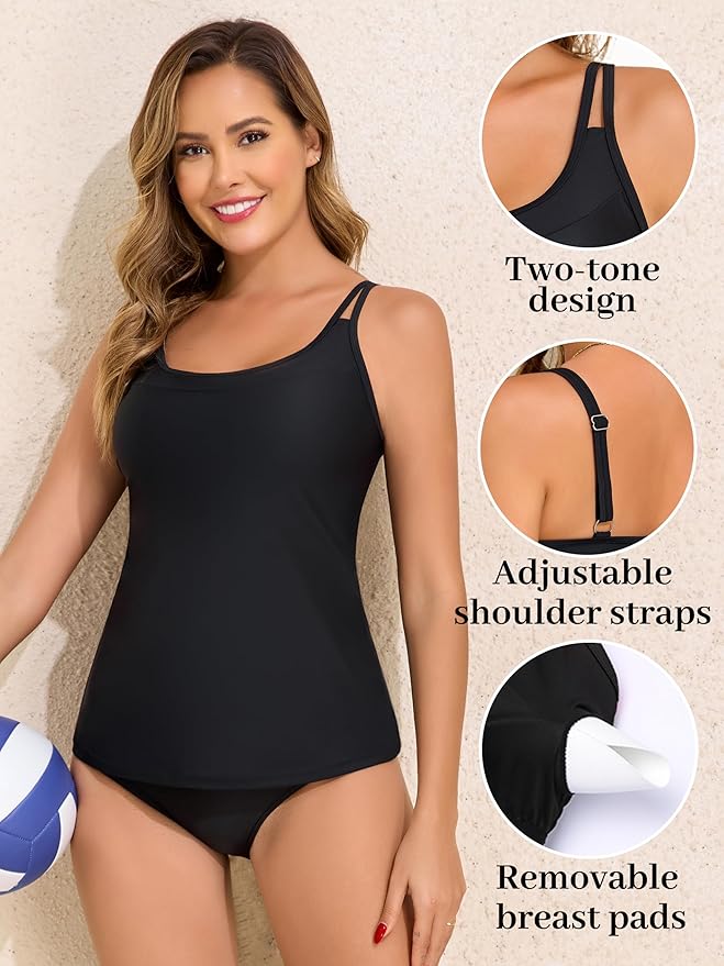NIeyook Womens Tankini Top Only Slimming Swim Top Modest Tankini Loose Fit Swimsuit Flowy Swimwear No Bottom 2026