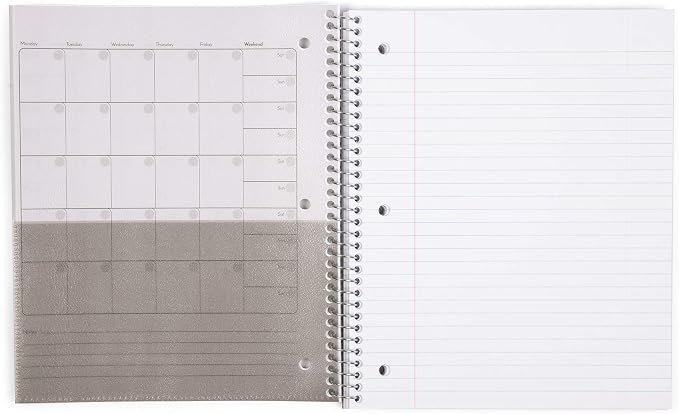 Mintra Office Durable Spiral Notebooks, 1 Subject, (Teal, Purple, White, Wide Ruled 3 Pack), 100 Sheets, Poly Pocket, Moisture Resistant Cover, Strong Chipboard back, For School, Office, Business