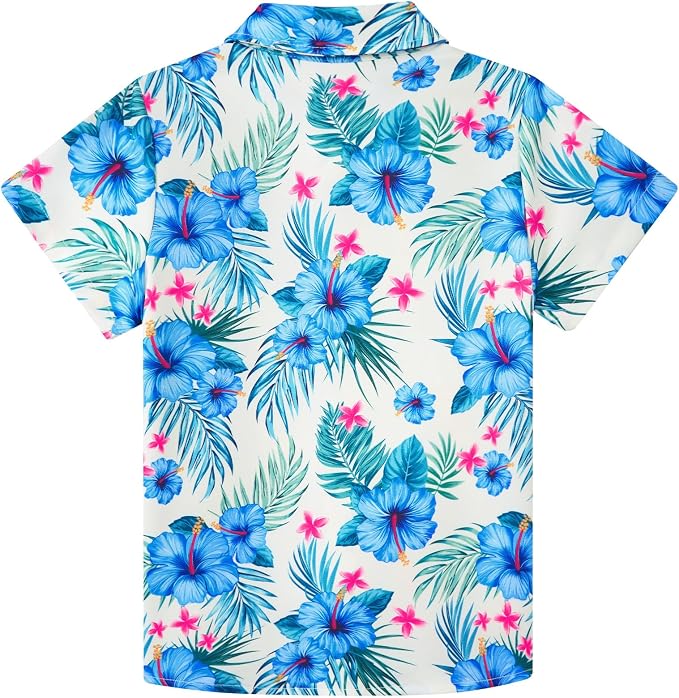 Enlifety 2-10T Kids Hawaiian Shirt Boys Short Sleeve Button Down Shirts Hawaii Summer Casual Blouse