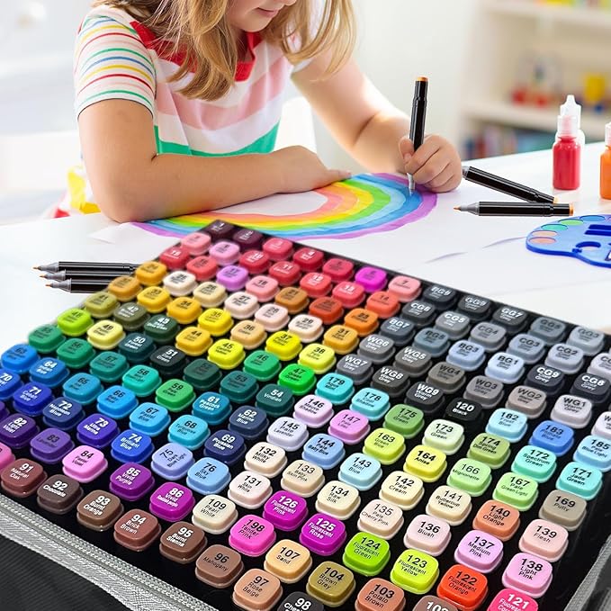 120-Color Dual-Tip Markers Set with Portable Bag - Art Markers for Coloring, Drawing & Sketching -Gift for People Who Love Art.