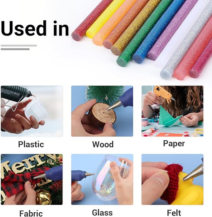 ENPOINT Color Glitter Hot Glue Sticks, 8" Long x 0.27" Dia Hot Melt Glue Sticks Mini Size, Craft Adhesive Waxing Sticks Bulk for Cards, Sealing, Holiday Decoration, Art, DIY, 36 Pack