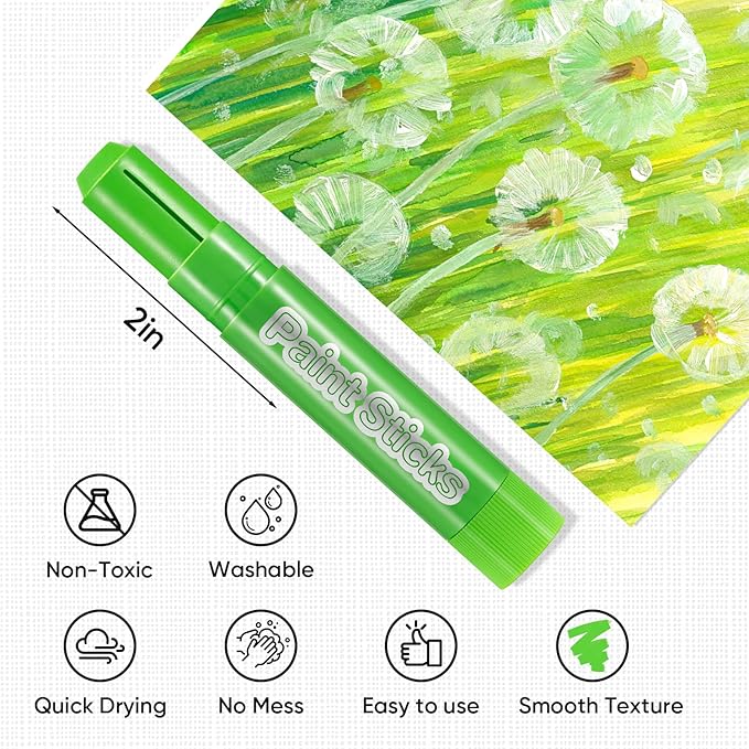 48 Pack Tempera Paint Sticks,24 Colors Washable Paint Sticks for Kids,Non-Toxic,90s Quick Drying, Allergen Free and High Coverage Solid Tempera Paint Stick,Ideal Gifts for Kids and Toddlers