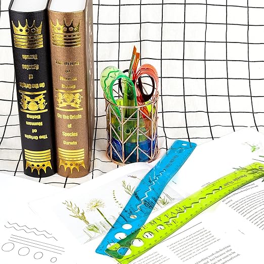 KINBOM 4 Pcs 12 Inch Color Flexible Rulers, Soft Bendable Plastic Transparent Rulers, Shatterproof, Suitable for School, House and Office