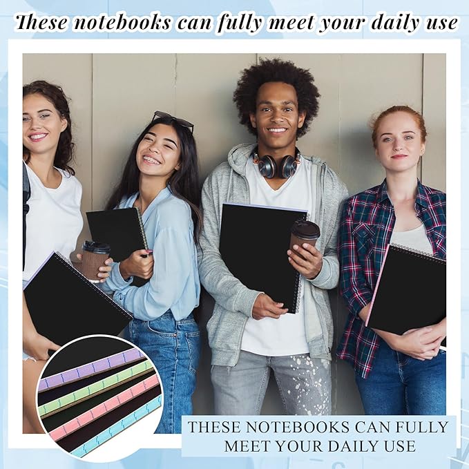 MotiMind 4 Pcs Legal Pads Landscape Notebooks Hole Punched Top Spiral Bound Notebooks 11 x 9.5 Inch College Ruled Drawing Notepad Tear Line for Removal 50 Sheet Office Steno Book(Multicolor)