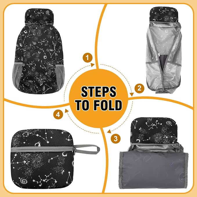 ZOMAKE Lightweight Packable Backpack 20L, Foldable Small Daypack for Hiking | Water Resistant Backpacks Day Bag for Travel Outdoor Camping Sport, Everyday Carry, Multi Compartment Storage(Star Print)
