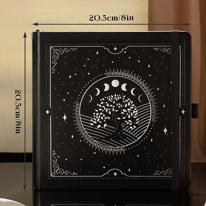 TIEFOSSI Tree of Life Journal, Square Dotted Journal for Women Men, Dot Aesthetic Notebook with 160 Numbered Pages, Hardcover Vegan Leather Journals with Bookmark, 160 GSM Thick Paper, 8 x 8 IN