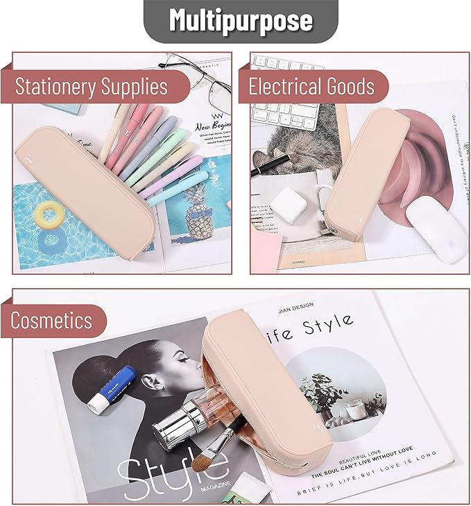 Mr. Pen- Silicone Pencil Case, Aesthetic Pencil Bag for Women, Makeup Pouch, Multifunctional Pouch for Stationery, Cosmetics and Electrical Goods Storage