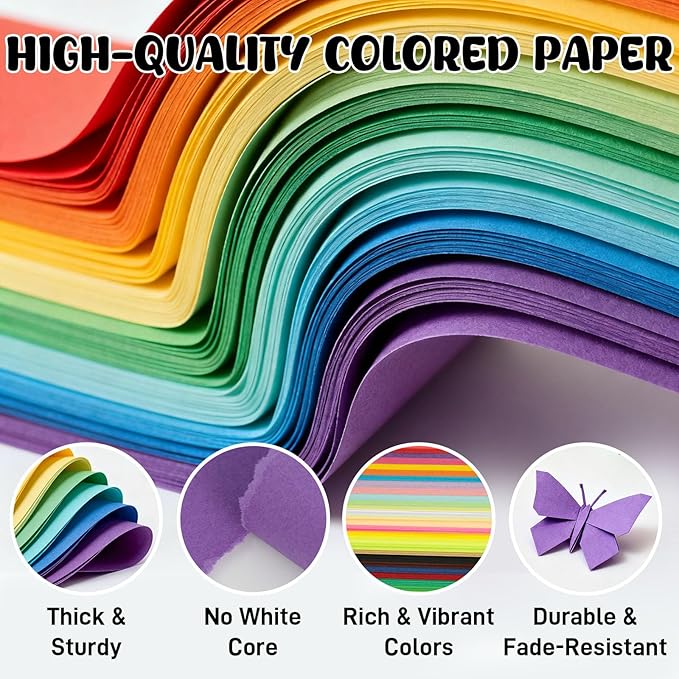 Koogel 250 Sheets 6" X 6" Origami Paper Double Sided Color, 25 Assorted Colors Colored Paper, for Kids Folding Crafting Scrapbooking, Classroom Teacher Supplies, Beginner