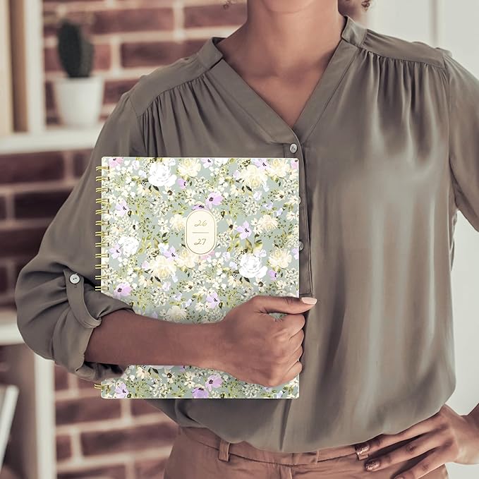 Cambridge Planner 2026-2027 Weekly & Monthly Academic 12-Month July-June, 8-1/2" x 11", Leah Bisch, Peony Field (LB51-905A)