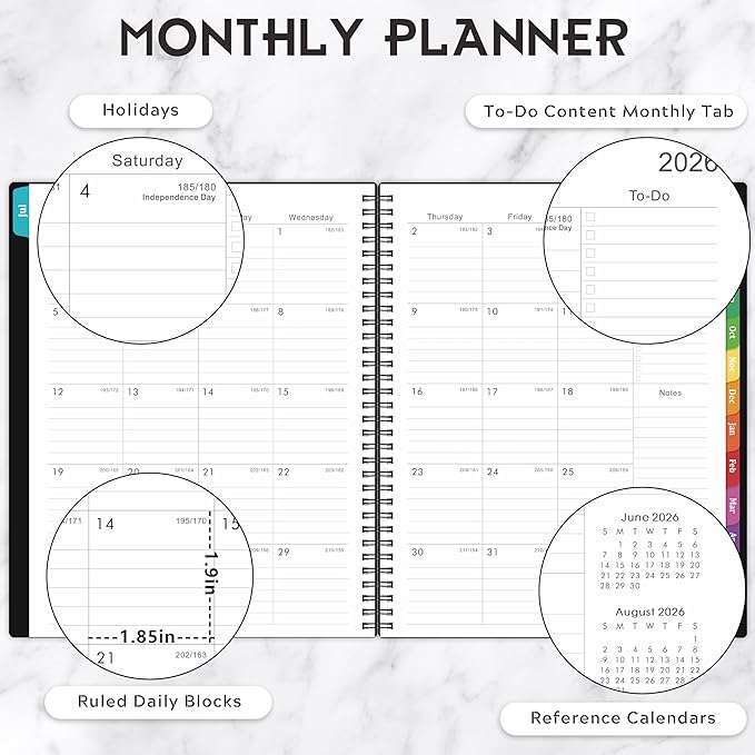 Planner 2026-2027, Academic Planner2026-2027 - 2026-2027 Weekly and Monthly Planner, A4(9" x 11"), July 2026 - June 2027, Storage Pocket, Daily Agenda Book, College Organizer Notebook, Teacher Student Planning Book with Tabs, Enterprise