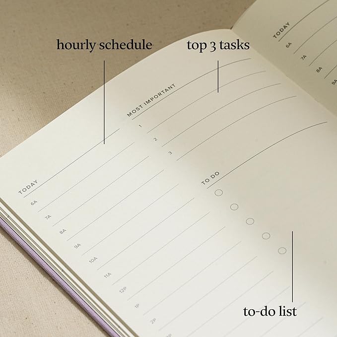Kunitsa Co. Undated Planner - Hardcover, with Habit Tracker & Goal Setting - Daily, 120 Days, Start Anytime (Lavender)