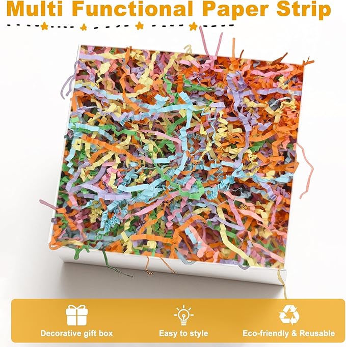 Crinkle Cut Paper Shred Filler,1 LB Blend Color Shredded Paper for Gift Boxes Bags Basket Filler Decoration,Grass Cushion Paper Streamer Stuffing for Christmas,Thanksgiving,Mother's Day Gift Wrapping