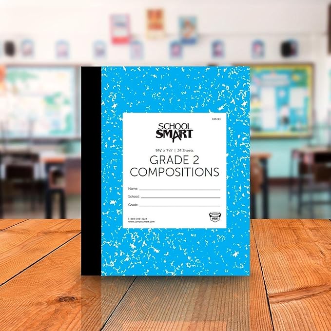 School Smart Skip-A-Line Ruled Composition Book, Grade 2, Blue, 48 Pages
