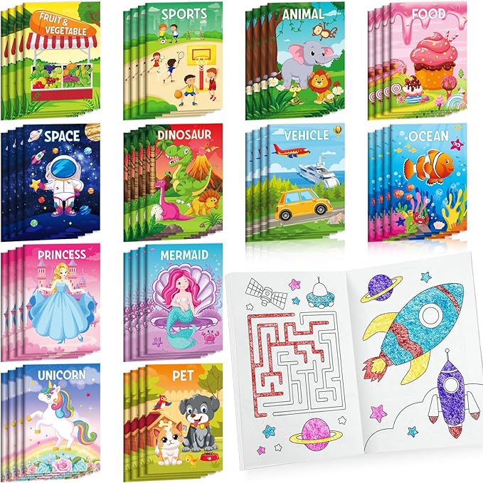 BenLouis Coloring Books Party Favors Bulk Mini Coloring Books for Kids Ages 4-8-12 Small Activity Books For Birthday Party Gifts Goodie Bags Stuffers Classroom Travel Activity（24pcs Classic）