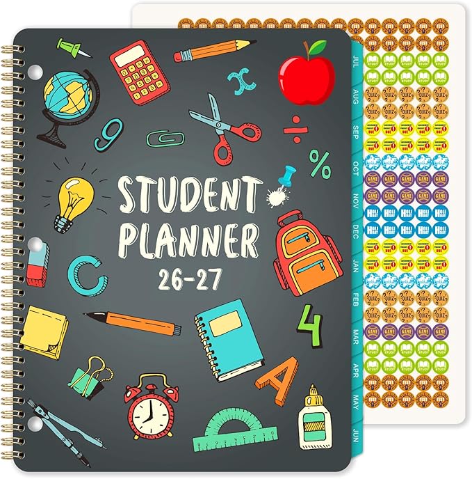 Student Planner 2026-2027 - Academic Year School Planner 2026-2027, July 2026- June 2027, 9" x 11", Note Pages & Back Pocket