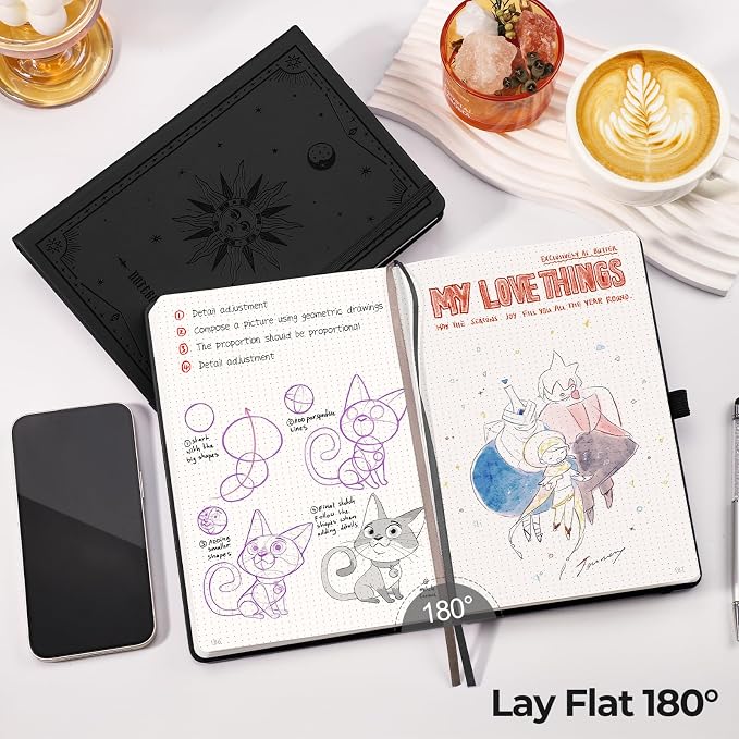 EMSHOI Dotted Journal Notebook, 320 Pages, A5 Size (5.7'' x 8.3'')