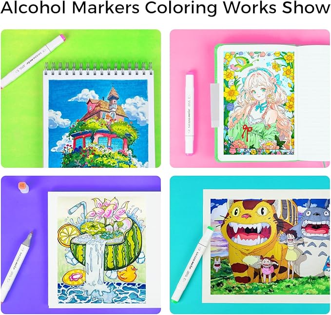 SAVZJSD Alcohol Markers, 200 Colors Alcohol Markers Set, Dual Tip Markers for Adults, Artists in Coloring, Sketching & Drawing (Fine & Broad)