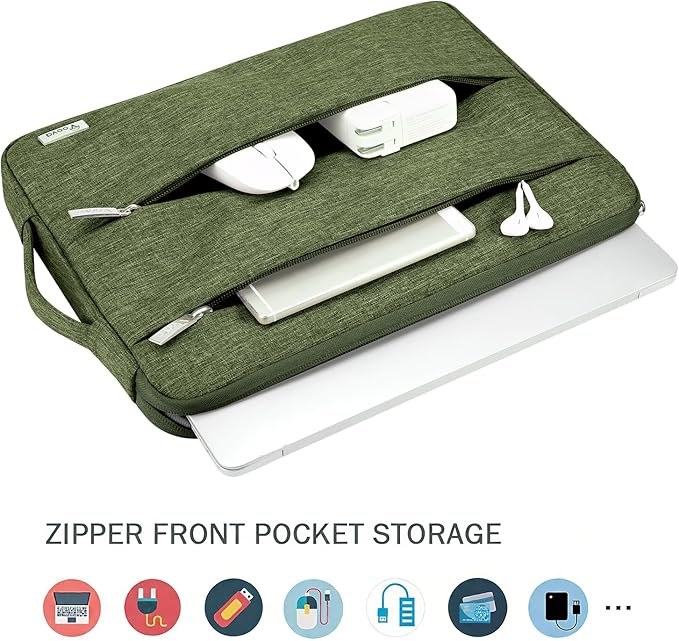 Voova Laptop Sleeve Carrying Case 14 15 Inch Compatible with MacBook Air 15 M2/M3/M4 2022-2025, MacBook Pro 15, Hp Chromebook 14, Waterproof Slim Computer Cover Bag,Army Green