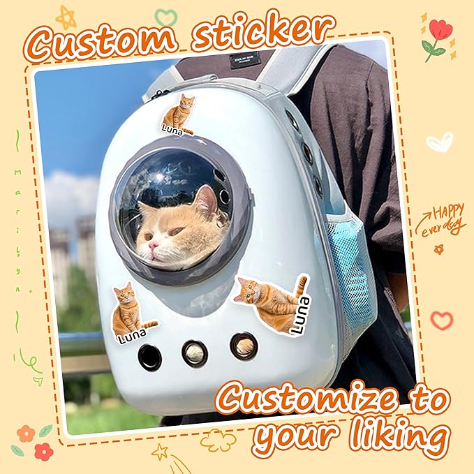 Personalized Pet Photo Stickers for Water Bottles Dog Cat Name Stickers Decals Custom Picture for Tumblers, Helmet, Cups, Phone Cases, Laptop and Dog Cat Bowls (Die Cut)