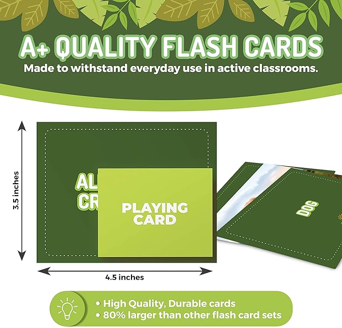 50 Animal Flash Cards - Realistic Photo Cards - Fun Vocabulary Builder for Autisim, Speech Therapy, ESL, Occupational Therapy - Montessori Educational Games for Preschool Kids Learning Activity