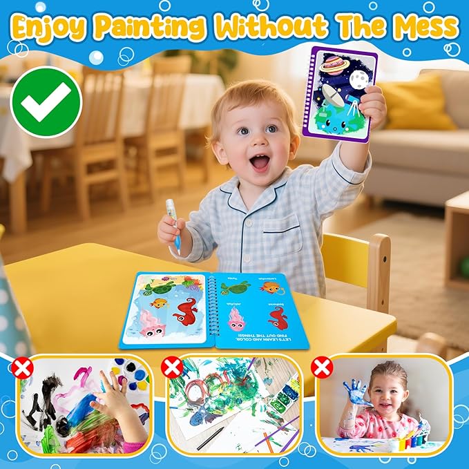 ZMLM 24 Pack Water Coloring Books for Toddlers, Reusable Paint with Water Books with Pen, Mess Free Magic Doodle Party Favors Bulk for Kids Ages 3-8 Boys Girls