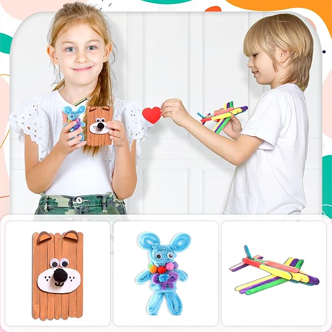 LINAYE 3000PCS Arts and Crafts Supplies Kit for Kids, DIY Craft Box Kits, Craft Supplies Set Include Pompoms, Pipe Cleaners for Kids Ages 4-6 6-8 Birthday Christmas Gifts for Boys Girls Rose