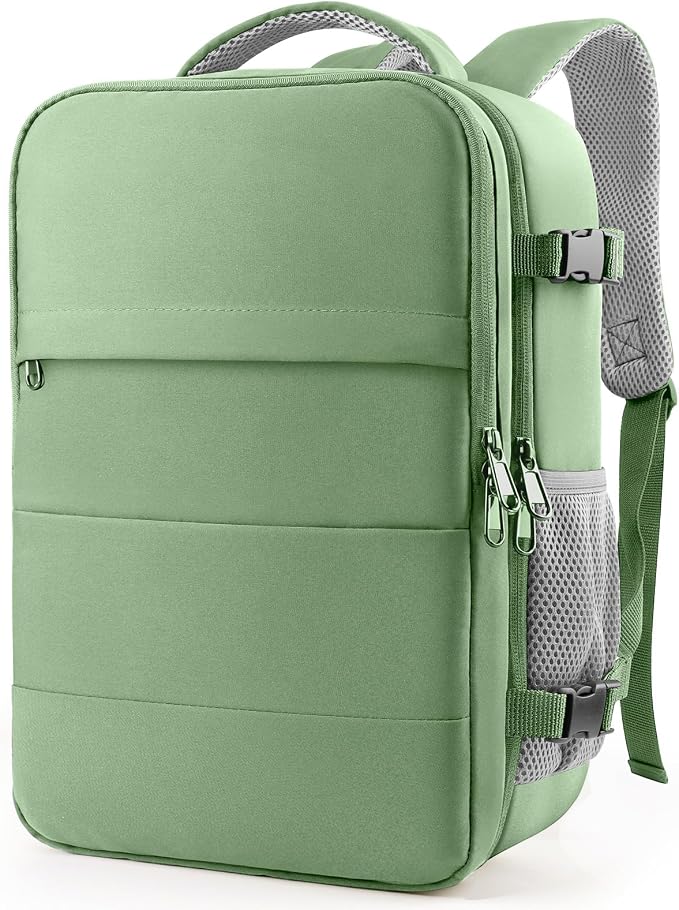 HOTOR Travel Backpack Flight Approved Bag Men Women, Large Green | TSA Carry on Luggage, 15.8" Laptop, Casual Daypack Travel Essentials Nurse Bag for Work, Business, Weekender, College