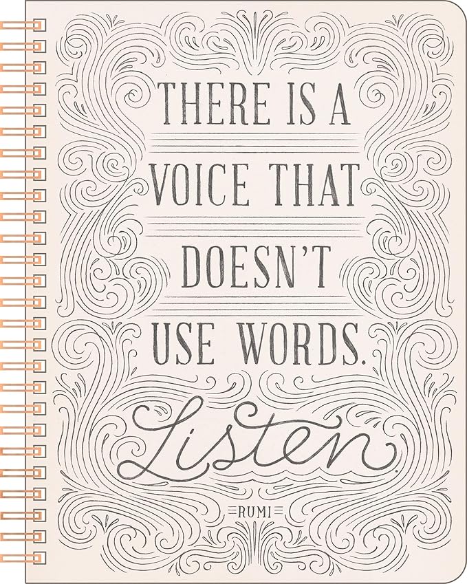 Compendium Spiral Notebook - There is a voice that doesn't use words. Listen. — A Designer Spiral Notebook with 192 Lined Pages, College Ruled, 7.0”W x 9.25”H
