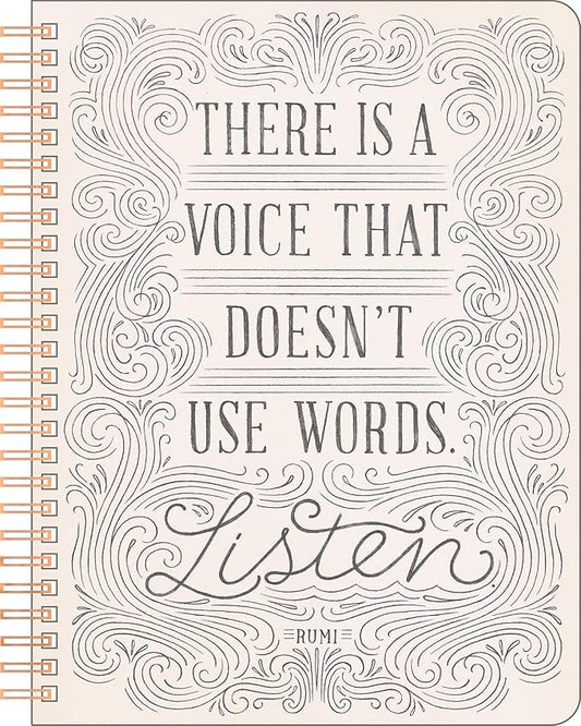 Compendium Spiral Notebook - There is a voice that doesn't use words. Listen. — A Designer Spiral Notebook with 192 Lined Pages, College Ruled, 7.0”W x 9.25”H