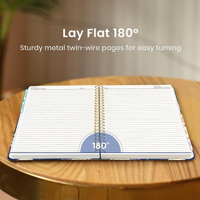 Taja Pretty Large Spiral Lined Notebook for Work with 5 Removable Dividers