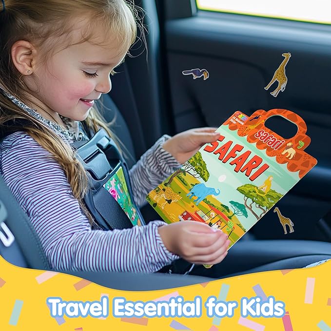 JOYIN Safari Animals Reusable Sticker Book for Toddlers, 3D Sticker Book for Kids 3 4 5, Travel Essentials, Airplane Activity Toys, Crafts Gifts, Birthday Gifts