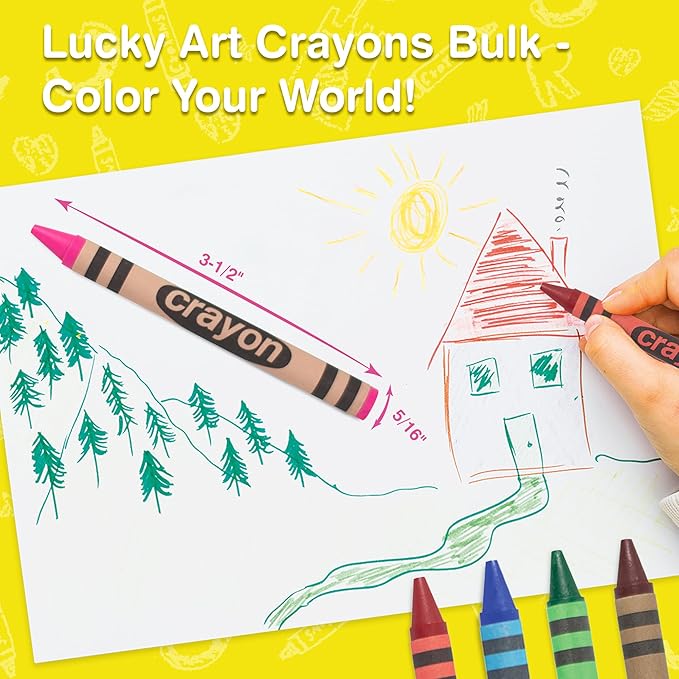 Lucky Art Pink Crayons Bulk - 80 Count Regular Size Single Color Crayon Refill, Non-Toxic Art Supplies for Teachers, Classrooms and School Projects