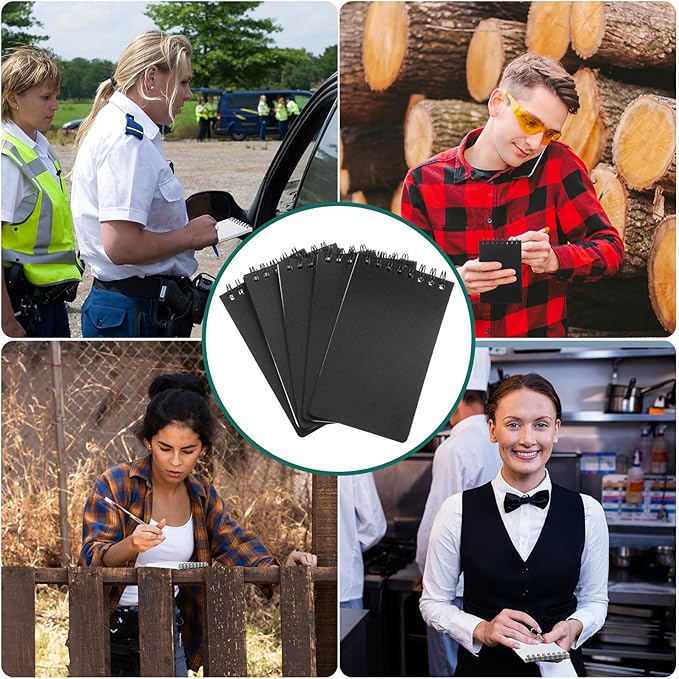 Qilery 12 Pcs Waterproof Notebook Graph Paper 3 x 5 All Weather Pocket Notepads Police Notepad Spiral Notebook Steno Pads Memo Grid Lines Pads Journal for Office (Black)