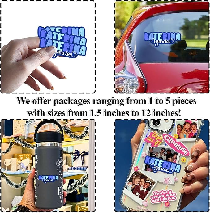Personalized Colorful Heart First and Last Name Sticker Custom Text Aesthetic Heart Decal Waterproof Die Cut Vinyl & Transparent DTF Decal For Water Bottle Laptop Car Helmet Gifts for Female Male Kids