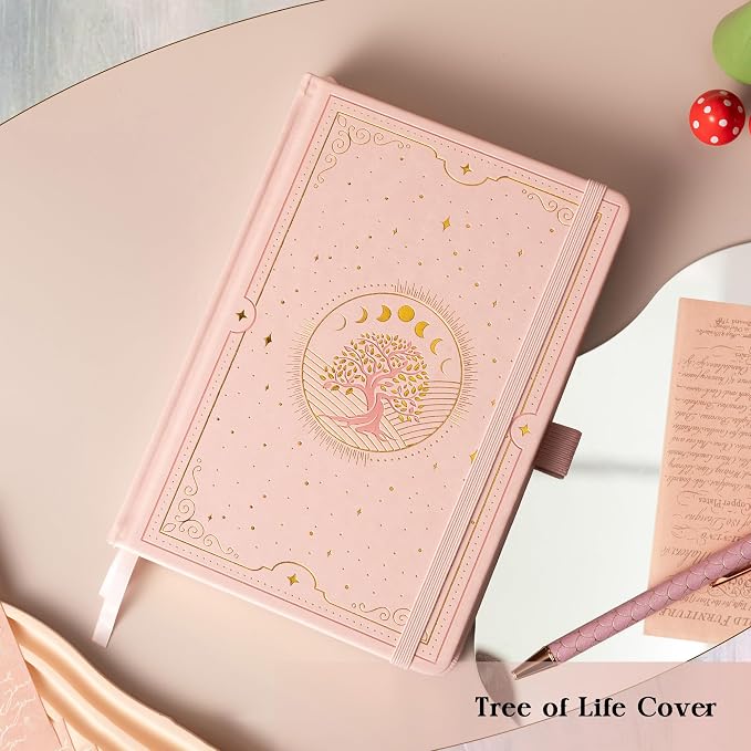 TIEFOSSI Tree of Life Journal, A5 Lined Journal for Women Men, Aesthetic Notebook with 316 Numbered Pages, Hardcover Vegan Leather Journals with Bookmark, 100 GSM Thick Paper