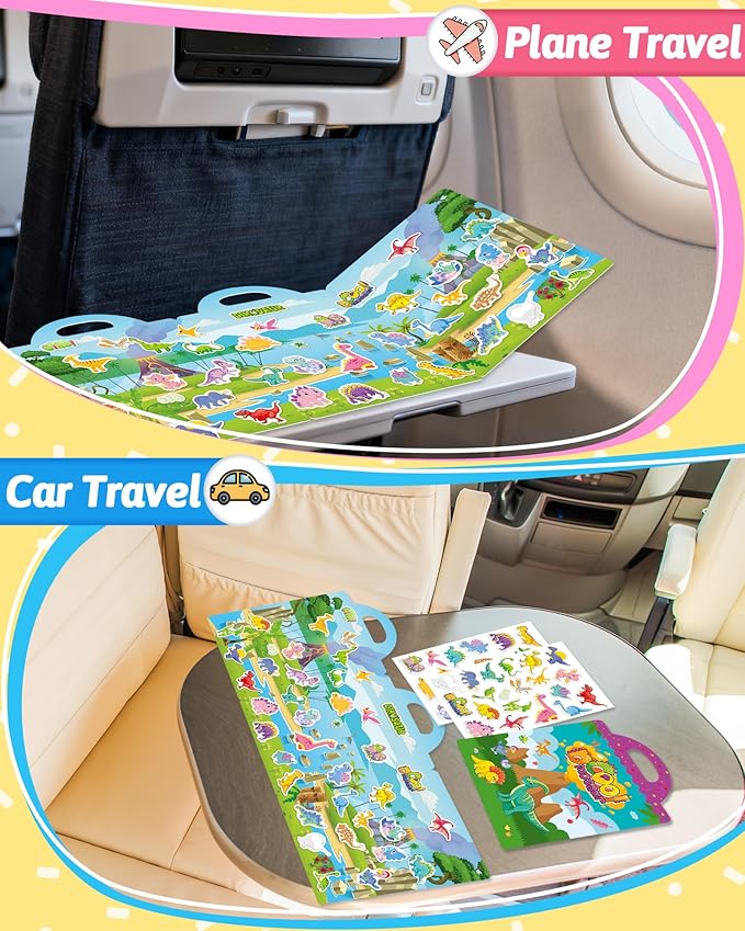 Benresive Reusable Sticker Book for Toddlers & Stickers for Kids, Toddler Travel Toys, Craft Activities, Boys & Girls Birthday Gifts