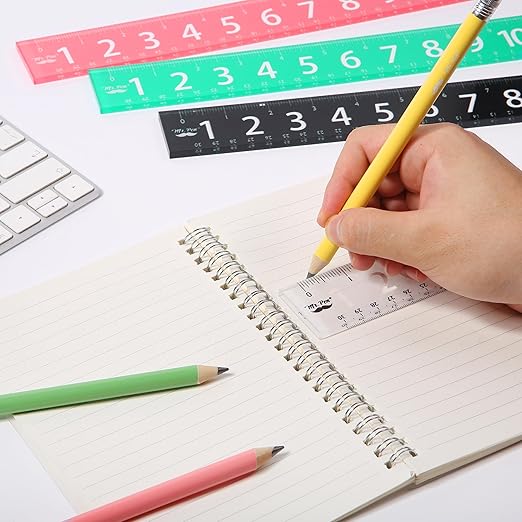 Mr. Pen- Plastic Rulers with Large Numbers, 4 Pack, 12 Inch, Easy-to-Read Markings, Scratch-Resistant Design, Durable Ruler for Crafting Office & School, Colorful Rulers for Kids, School Supplies