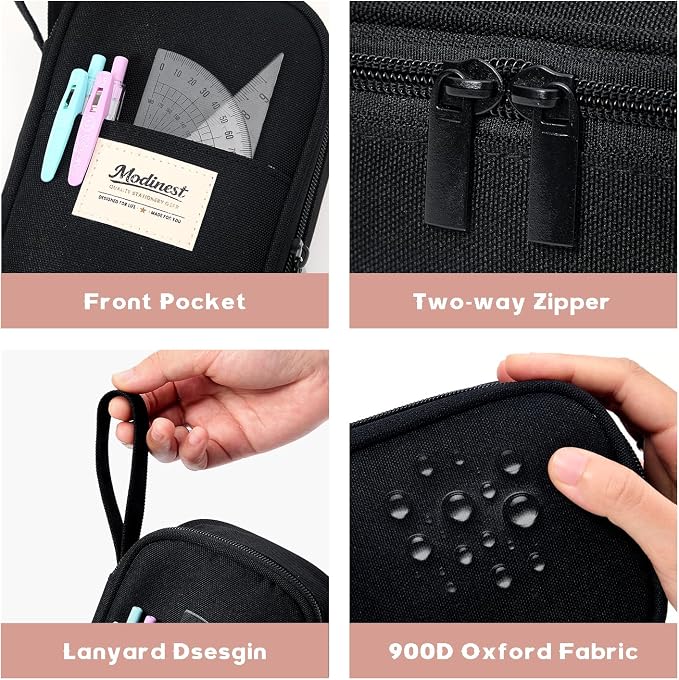 Pencil Case Pouch, Large Capacity Pen Bag Organizer, Cute Aesthetic Pencil Box for Girls Boys Kids, Back to School Supplies, Teacher Supplies Classroom Essentials, Black
