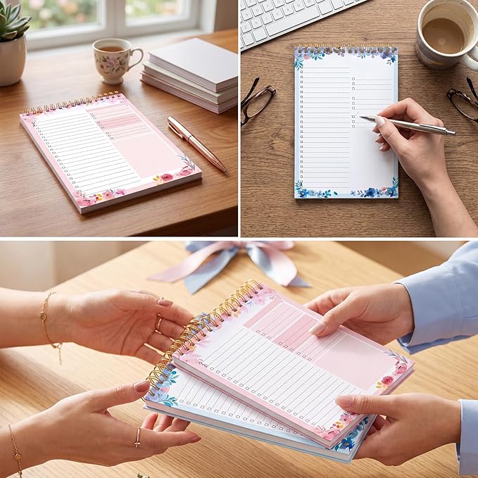 Thboxes 2 Packs To Do List Notepad, 104 Pages To Do List Notebook A5 Undated Daily Planner Notepad with Task Checklist Home Office School Supplies