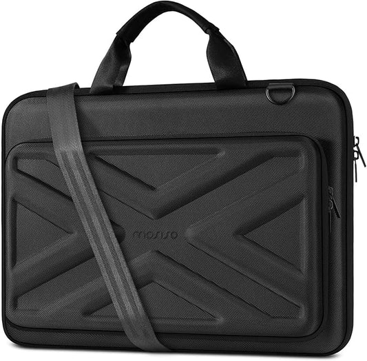 MOSISO Laptop Bag for Men,15-16 inch Computer Bag Compatible with MacBook Air 15 inch/Pro 16 inch, HP, Dell, Lenovo, Asus, Acer, Hard Shell Laptop Case with Front Pocket&Shoulder Strap, Black