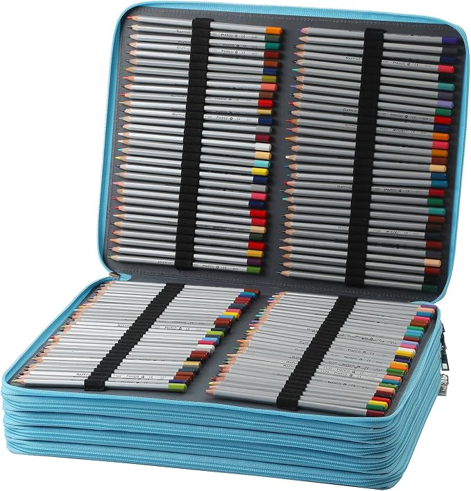 600-Slot Colored Pencil Case, 5-Layer Zipper with Shoulder strap and Handle | Organizer Bag for Pencil Storage Case for Artist Painter Office Sketch Travel Supplies