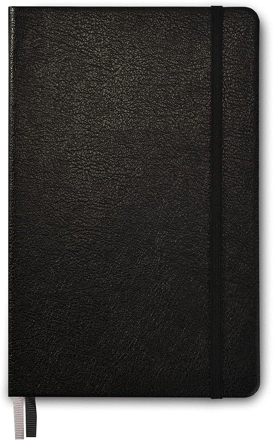Minimalism Art, Premium Hard Cover Notebook Journal, Medium Size, A5 5.8" x 8.3", 186 Numbered Pages, Gusseted Pocket, Ribbon Bookmark, Extra Thick Ink-Proof Paper 120gsm (Dotted, Black)