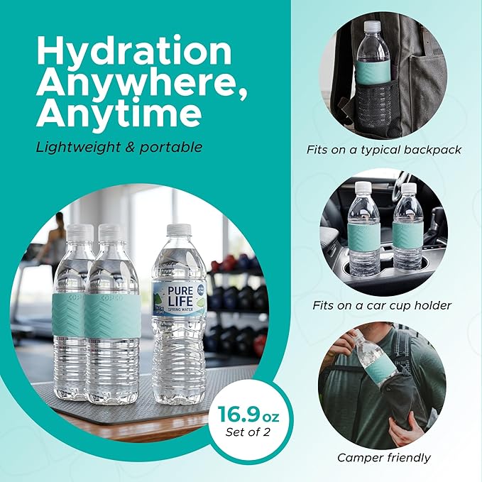 Copco Hydra 16.9 oz Water Bottle, Set of 2 – Leak Proof, BPA Free Tritan, Dishwasher Safe, Twist-Open Body, Non-Slip Silicone Grip, Perfect for Travel, Gym & Daily Use (Robin Egg Blue)